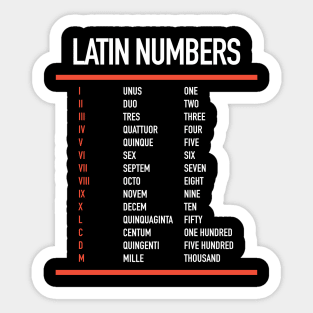 Latin Numbers - Numerals in Latin - Roman Numbers Sticker